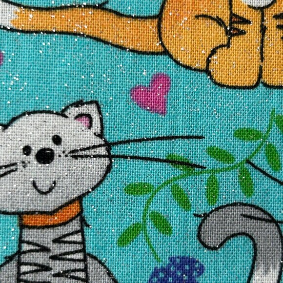 Fabric Cat Print by Laurie Campbell/Patty Reed 2017 La Di Draw 1+ Yard Glitter - Picture 4 of 11